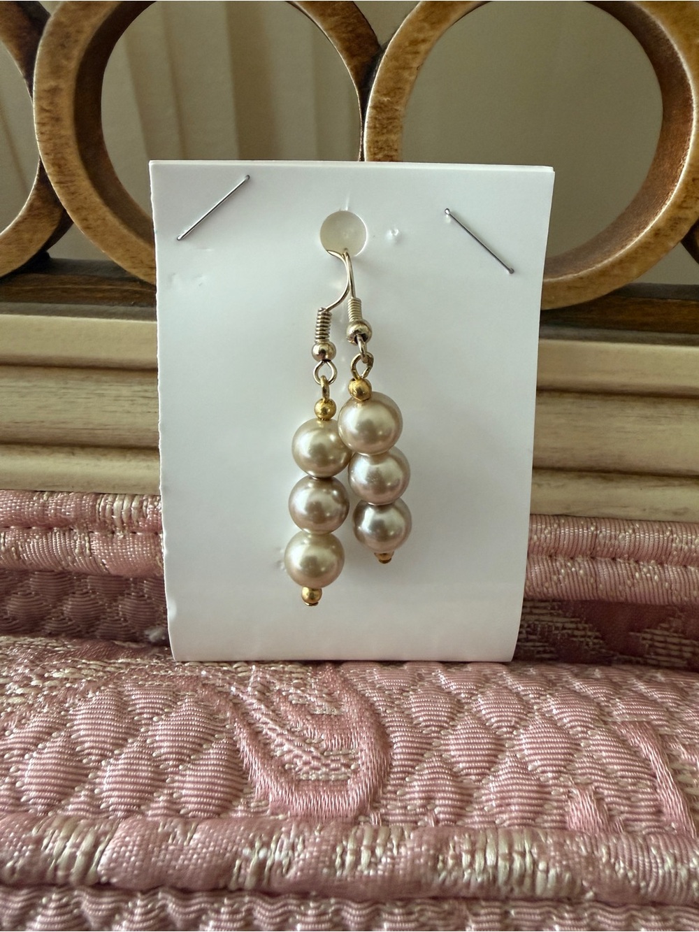 Gold Pearl Bead Drop Earrings - Elegant Women Jewelry